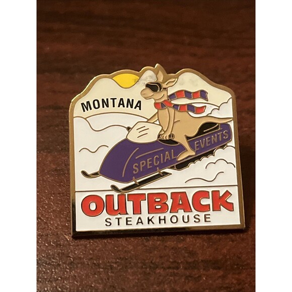 Outback Steakhouse Special Events Montana Kangaroo Snowmobile‎ Lapel Hat Pin - Picture 1 of 3